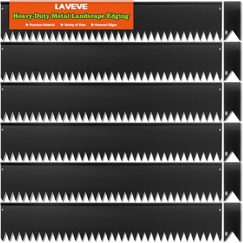 LAVEVE Galvanized Steel Landscape Edging 6-Pack, 40" L x 5" H (20Ft Total) - color: Black, size: 40"l X 5"h X 6 Pack