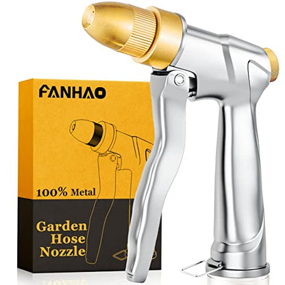 FANHAO 100% Metal Garden Hose Nozzle Heavy Duty, Leakproof, High Pressure