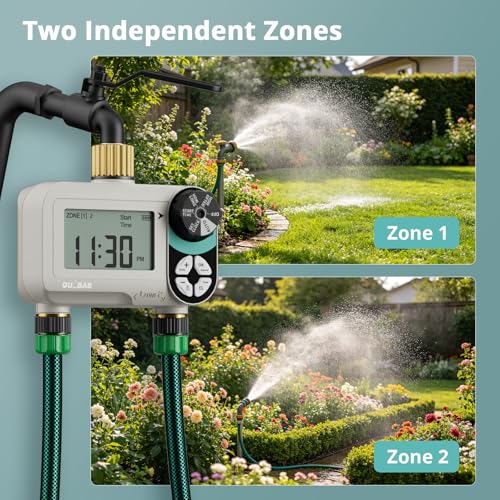 QUOBAS Zero Pressure Water Timer, Brass Sprinkler Timer for Garden Hose