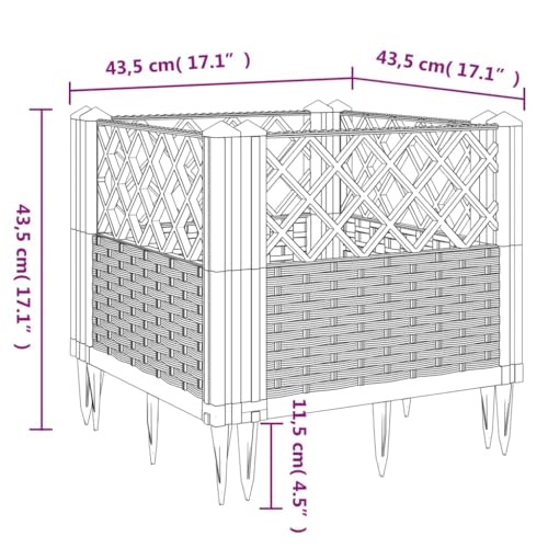 PP Garden Planter 17.1x17.1x17.1 Inch Brown - color: Brown