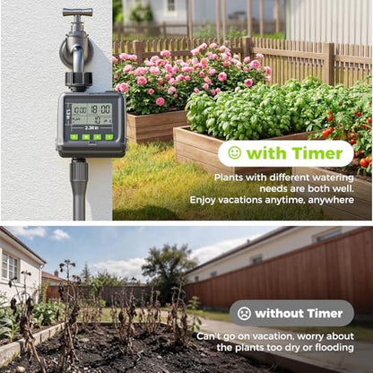 Sprinkler Timer for Garden Hose, Programmable Watering Timer with Rain Delay, Outdoor Automatic& Manual Irrigation Controller System for Lawn/Yard/Greenhouse V104 - color: Light Gray