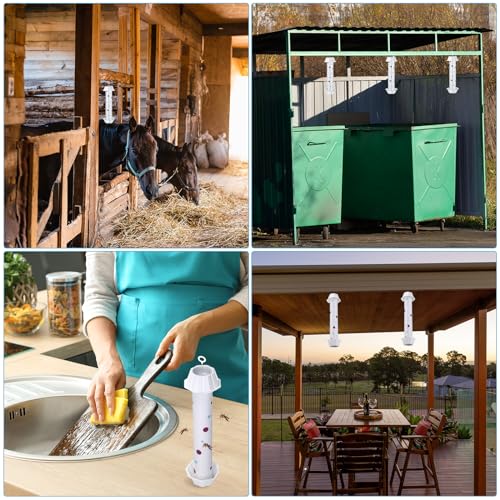 12 Pcs Sticky Fly Trap Fly Stick Indoor Outdoor Long Lasting Adhesive Fly Catcher with Hanging Hook for Wasps Gnats Bugs Insects Moths Fruit Flies Mosquitoes Spiders Fleas (White) - color: White