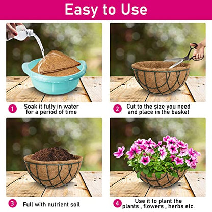 Riare 6 Pack 12 Inch Coco Liners for Planters, Round Hanging Baskets Liners - size: 12inch