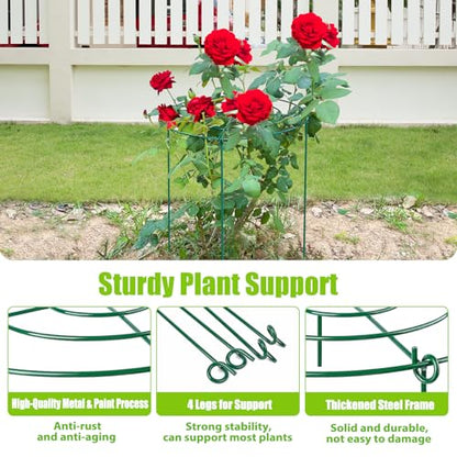 4 Pack Large Peony Cages and Supports, 14" D x 24" H Metal Plant Supports - size: 14" Wx24" H-4 Pack