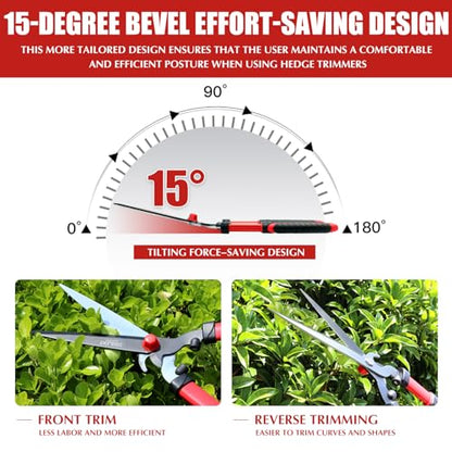 Garden Hedge Shear with Bypass Shear,Garden Hedge Trimmer with Shock Absorbing Cushion,Hedge Clipper for Trimming Border,Bush