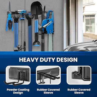 64'' All-Metal Garage Tool Organizer Wall Mount – Heavy-Duty Tool Rack Holds 680 lbs, Adjustable Hooks for Garage, Yard, and Garden Equipment - size: 64" Alloy Steel