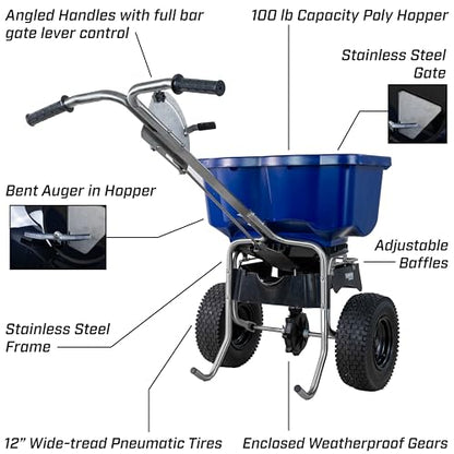 CHAPIN 88800B SaltPro 100-Lb Contractor Salt & Ice Melt Spreader - size: 100Lbs, Stainless Steel
