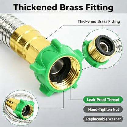 3FT Female to Female Short Stainless Steel Metal Garden Hose