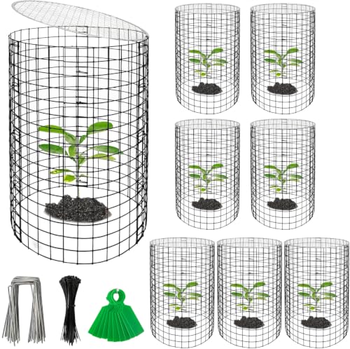 Adnee 8 Pack Wire Plant Protector with Cover-20" x 11" Detachable Metal Plant Protectors Mesh-Garden Plant Protectors for Flower Vegetable to Keep Animals Out - color: 8 Pack 20x11 Inch