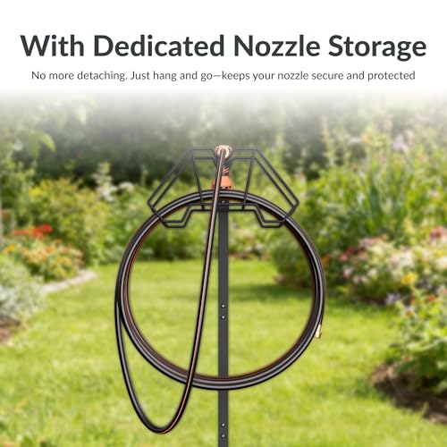 Giraffe Tools Garden Hose Holder with 4 Spikes Holds 150FT, Freestanding