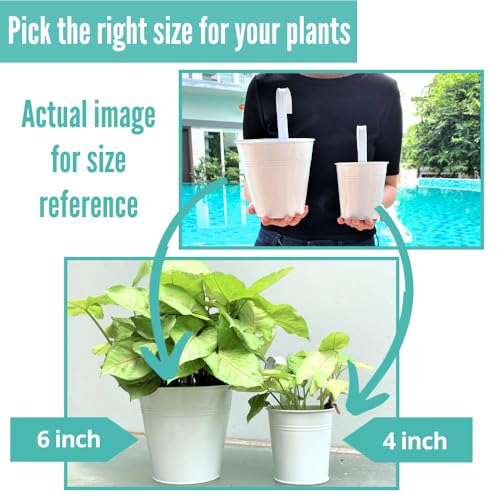 LaLaGreen Round Rail Planter (6 in, 12 Pack) White Metal Iron Flower Pots - size: 6" x 12 Pack (White)