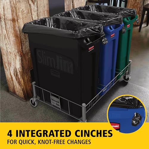 Rubbermaid Commercial Products Slim Jim Plastic Rectangular Recycling Bin/Trash Can with Venting Channels 23 Gal Blue for Kitchens/Classrooms/Offices/Back of House - color: Blue Recycle, size: 23 Gal