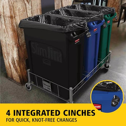 Rubbermaid Commercial Products Slim Jim Plastic Rectangular Recycling Bin/Trash Can with Venting Channels 23 Gal Blue for Kitchens/Classrooms/Offices/Back of House - color: Blue Recycle, size: 23 Gal
