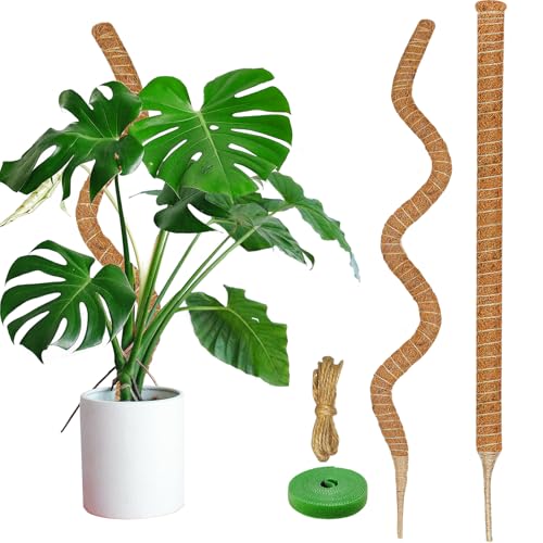 2 Pack 63'' Moss Pole for Monstera, Bendable Coco Coir Plant Support Stakes - size: 2 Pack（63-Inch）