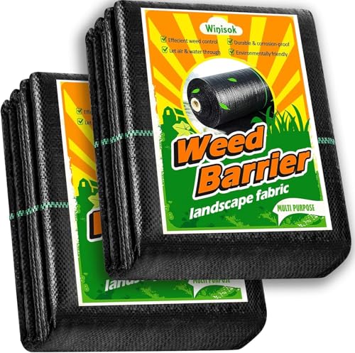 Winisok 3FT x 50FT Weed Barrier Landscape Fabric, 3.2oz Woven Garden Cloth, Heavy Duty Breathable Ground Cover for Landscaping, Gardening and Farming - size: 3FT x 50FT