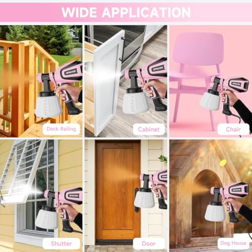VONFORN Paint Sprayer for House Painting,700W HVLP Spray Gun Easy to Clean - color: Light Pink