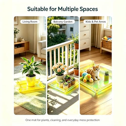 Kasepie Pink PVC Plant Repotting Mat, 19x27 Inch, Foldable Dirt Control Tray for Indoor Transplanting, Gardening Gift for Women and Men (Green) - color: Green