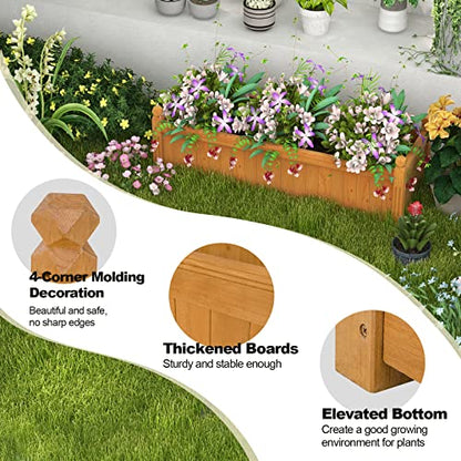 S AFSTAR Wooden Raised Garden Bed, Outdoor Rectangular Plant Box W/Drainage Holes, Wood Raised Planter for Vegetable Fruit Flower, Rise Planter Container for Yard Patio Garden 43.5" L x 16" W x 14" H - size: 43.5" x 16" x 14"