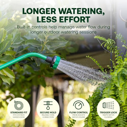 Rain Bird TCNZL8PWAND16 Watering Wand Garden Hose Nozzle, 16 Inch - Thumb Flow Control with 8 Spray Pattern, Comfort Grip, 3/4 in GHT for Plants, Flower Beds & Outdoor Cleaning - Green and Black - size: 8-Pattern
