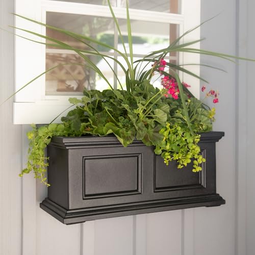 Mayne Fairfield 24in Self-Watering Rectangular Window Box Planter, Black - color: Black, size: 24in