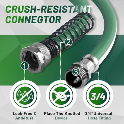 Hybrid Rubber Garden Hose 25 ft with Heavy Duty Solid Fitting - size: 25 FT