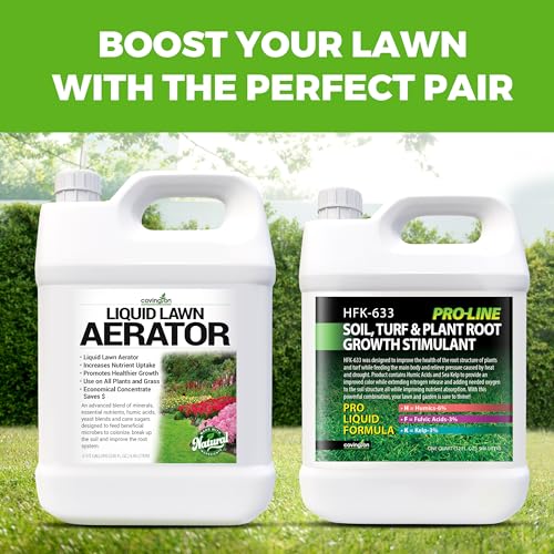 Covington Liquid Lawn Aerator (2.5 Gal) – Soil Conditioner & Softener for Lawns & Gardens – Loosens Clay & Compacted Soil for Better Water & Nutrient Absorption – USA Made Liquid Aeration Concentrate - size: 2.5 Gallons