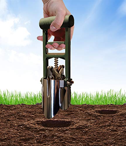 – Forest Green Bulb Planter Tool for Planting Bulbs - 3 Finger Pull Soil Grabber for Digging/refilling Hole - Tapered Blade Edges - for Planting Tulips, Daffodils & Others a Like - color: FOREST GREEN