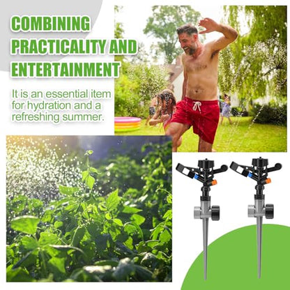 4 Pack Impact Lawn Sprinkler for Yard 360 Degree Automatic Garden Water Sprinkler on Metal Spike Base Rotating Heavy Duty Zinc Alloy for Large Area Garden Lawn Irrigation