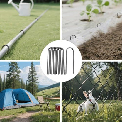 4 inch 25 Pack U Shape Green Garden Stakes,11 Gauge Garden Pins,U-Shaped Tent Stakes,Galvanized Landscape Staples for Yard Lawn,Tube, Landscape Fabrics,Irrigation Hose and Weed Barriers. - color: green, size: 4in
