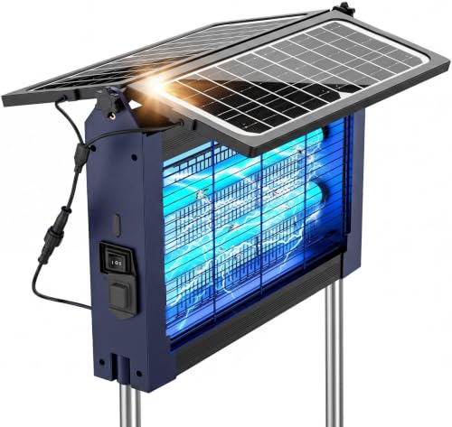 Solar Bug Zapper Outdoor and Indoor, Solar Dual‑Panel Panel with Auto Mode, USB Rechargeable Cordless Fly Traps, 4500V Electric Mosquito Killer for Patio, Backyard, Garden, Camping - color: Blue