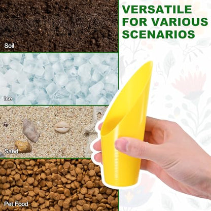 M METERXITY 3-Pack Bonsai Soil Scoops, Plastic Garden Soil Scoops Bucket Shovel Potting Scoopers for Transplanting/Flower Planting/Plant Succulent, Colorful Small Gardening Tools [Yellow] - color: Yellow