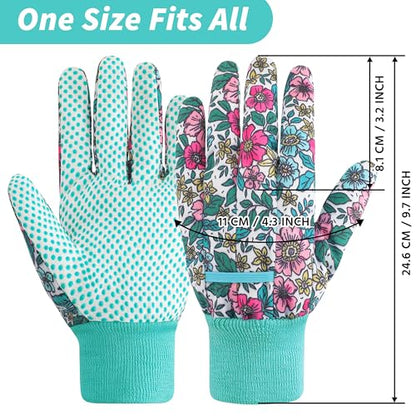 DOFOWORK Gardening Gloves, 4 Pair Floral Garden Gloves for Women with Dots - color: Purple