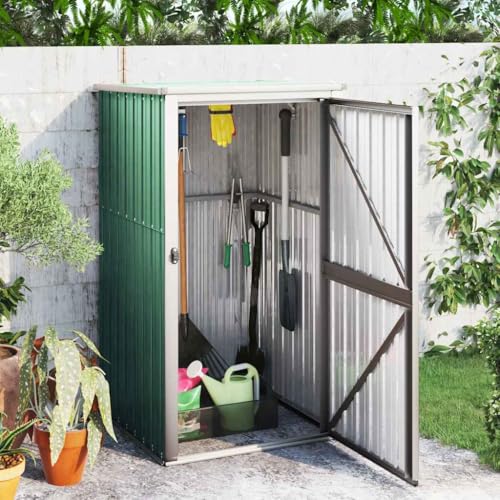 Outdoor Garden Tool Shed, Vertical Storage Cabinet for Backyard, Patio, or Garage, Rust-Resistant Galvanized Steel Metal Locker with Lockable Door, Green, 34.6 x 34.6 x 82.7 Inches - color: Green, size: 34.6 x 35.0 x 63.4 in