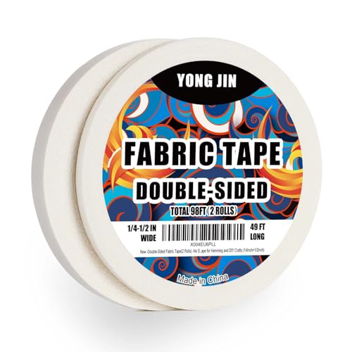 Double-Sided Fabric Tape,Hem Tape No Sew No Iron,1/4"+1/2" (2 Rolls) - size: 1/4inch+1/2inch