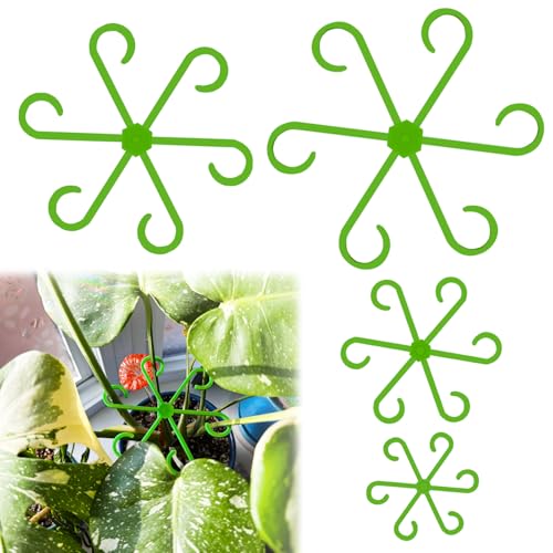 4Pcs Plant Stem Supports,Climbing Houseplant Stakes Holders Reusable Trellis Hook for Indoor Outdoor Plants Flowers Growth,4 Sizes
