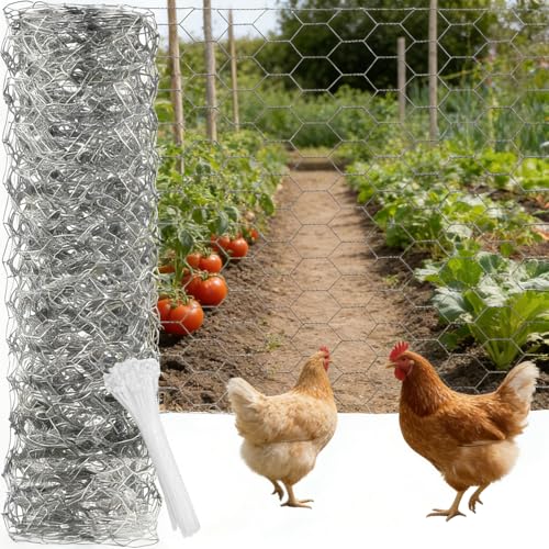 Chicken Wire for Plants,16inx33ft Poultry Fencing Wire Netting Galvanized Hexagonal Mesh for Floral Arrangements, Craft Projects,Pet Rabbit Chicken Fencing - size: 16inx33ft/16inx394in