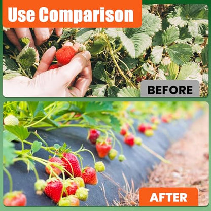 5 x 10 Feet 3 Pack Weed Barrier Fabric Garden Landscape Weed Blocker Woven Fabric Heavy Duty Ground Cover Mat - size: 5ft x 10ft-3 Pack