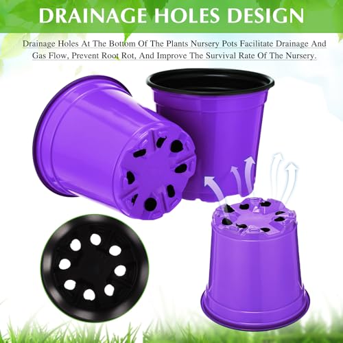 Havawish 150 Pcs 4 Inch Nursery Pots with Drainage Holes, Purple - color: Purple