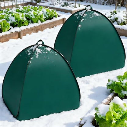 2 Pcs Pop Up Shrub Covers Frost Protection Tent, 30" x 28" x 28" Winter Plant Cover Freeze Protection, Warm Garden Plant Protector Tent for Protecting Outdoor Shrub Fruit Potted Plants from Snow & Ice - color: 28 x 28 x 30 inch