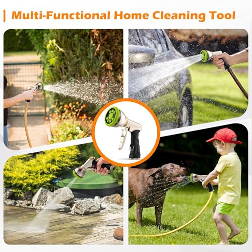 Garden Hose Nozzles,Heavy Duty Metal 9 Spray Patterns Water Hose Sprayer - color: Green