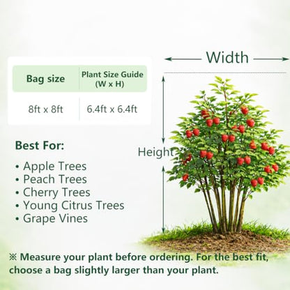 Jevrench 1-Pack 8 x 8 ft Garden Netting Bags with Zipper and Drawstring - size: 8 x 8ft – 1 Pack