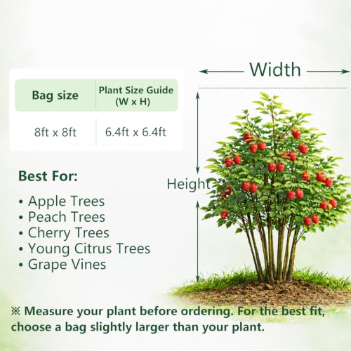 Jevrench 1-Pack 8 x 8 ft Garden Netting Bags with Zipper and Drawstring - size: 8 x 8ft – 1 Pack