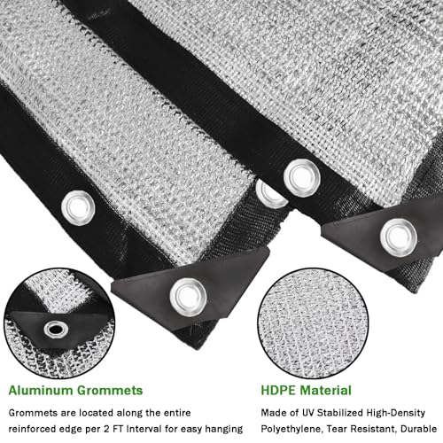 85% Aluminet Shade Cloth with Grommets 6.5 x 10FT Reflective Sun Shade Tarp - size: 6.5 ft x 10 ft
