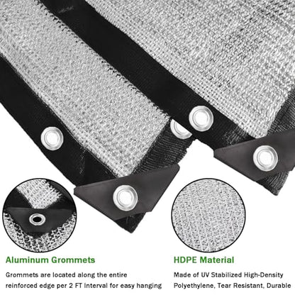 85% Aluminet Shade Cloth with Grommets 6.5 x 10FT Reflective Sun Shade Tarp - size: 6.5 ft x 10 ft