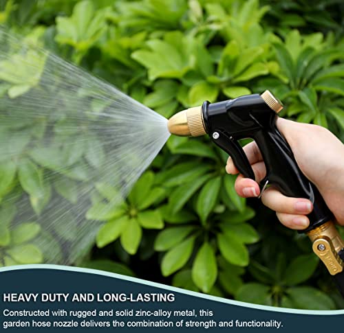 ESOW Garden Hose Nozzle, Heavy Duty Metal with Brass Nozzle, 4 Modes - color: Black, size: Bullet Modelling