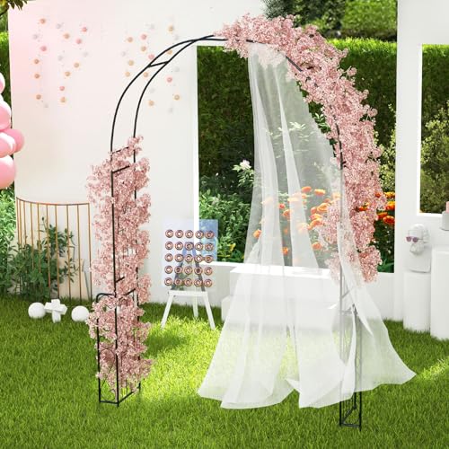 Giantex Garden Arch Trellis, 7.9 FT Metal Wedding Arbor for Ceremony - size: 66"W x 95"H