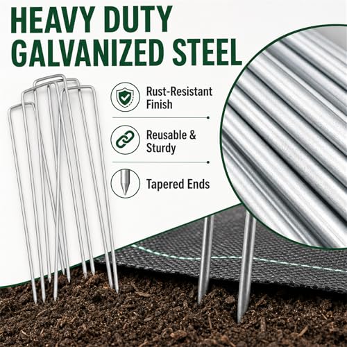 200 Pack 8 Inch Landscape Staples, Weed Barrier Stakes, 11 Gauge Galvanized