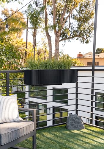 Veradek Demi Series Railing Planter - Round Window Box with Bracket - color: Black, size: 36 inch