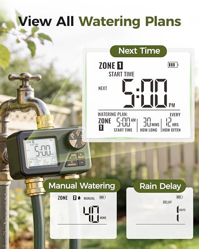 Diivoo Brass Hose Timer 2 Outlet, Sprinkler Timer for Garden Hose - size: 2 Zone
