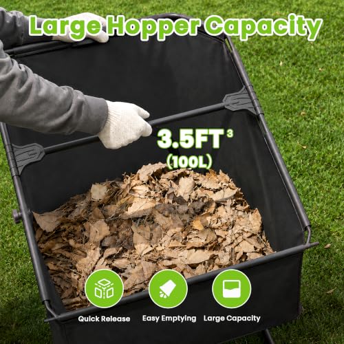22-Inch Push Lawn Sweeper, Leaf & Grass Collector for Clippings, Wet Leaves